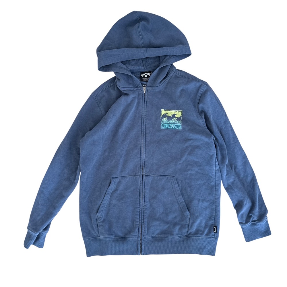 Billabong Wave Graphic Full Zip Hoodie Surf Skate Y2K Small Blue 90s